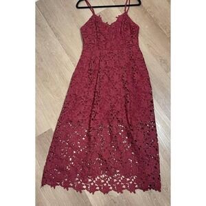 ASTR The Label Large Burgundy Lace Midi Dress Elegant Evening Cocktail Romanic